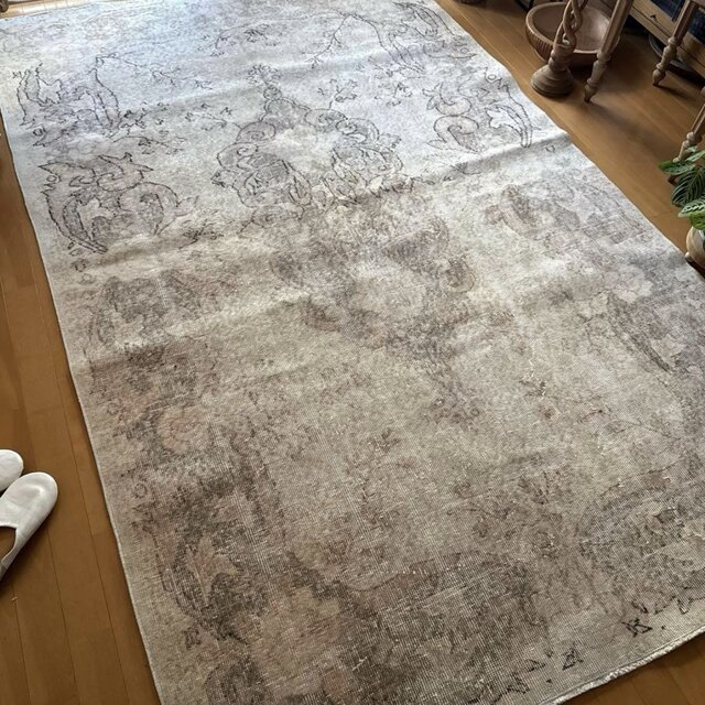 113.5×174 格子模様　擦れシャビー　トルコヴィンテージラグ 113.5×174 格子模様 擦れシャビー トルコヴィンテージラグ 113.5×174