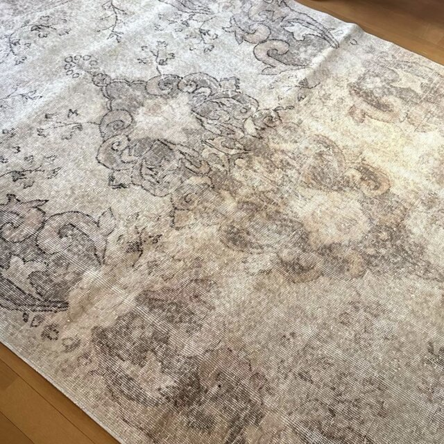 大判160×257 擦れシャビー 色むら メダリオン トルコヴィンテージラグ