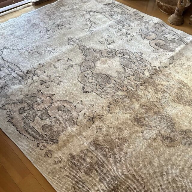 メダリオン　擦れシャビー　トルコヴィンテージラグ 大判160×257 擦れシャビー 色むら メダリオン トルコヴィンテージラグ