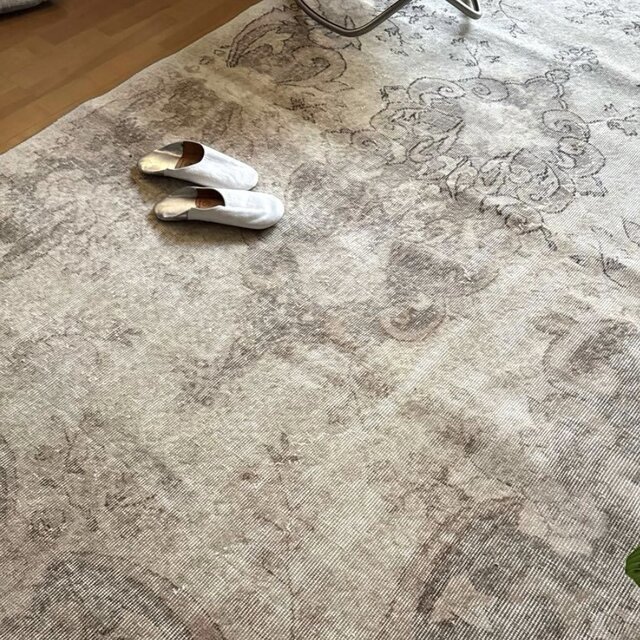大判160×257 擦れシャビー 色むら メダリオン トルコヴィンテージラグ