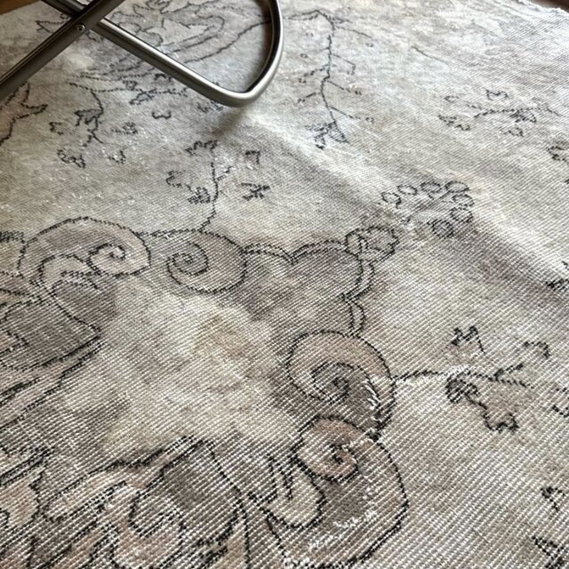 大判160×257 擦れシャビー 色むら メダリオン トルコヴィンテージラグ