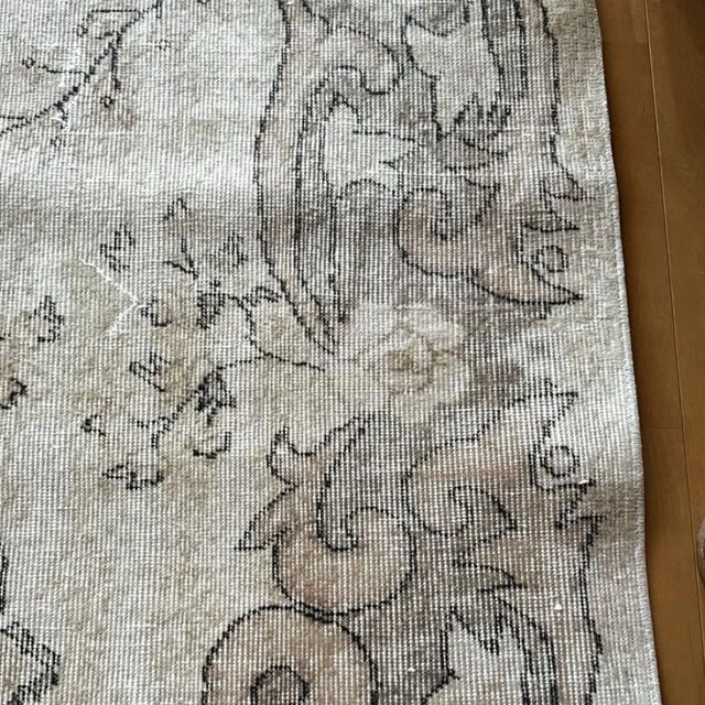 大判160×257 擦れシャビー 色むら メダリオン トルコヴィンテージラグ