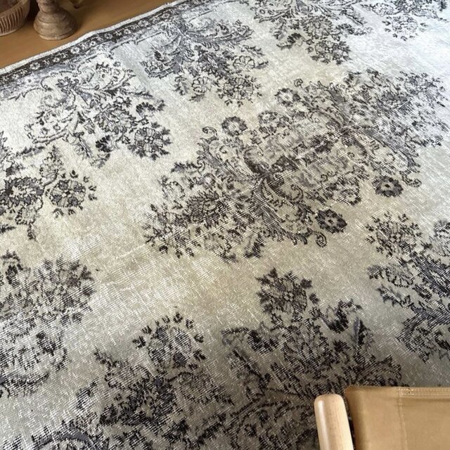 超大判173×272 クリーム×ブルーグレイ×ブラウン トルコヴィンテージ