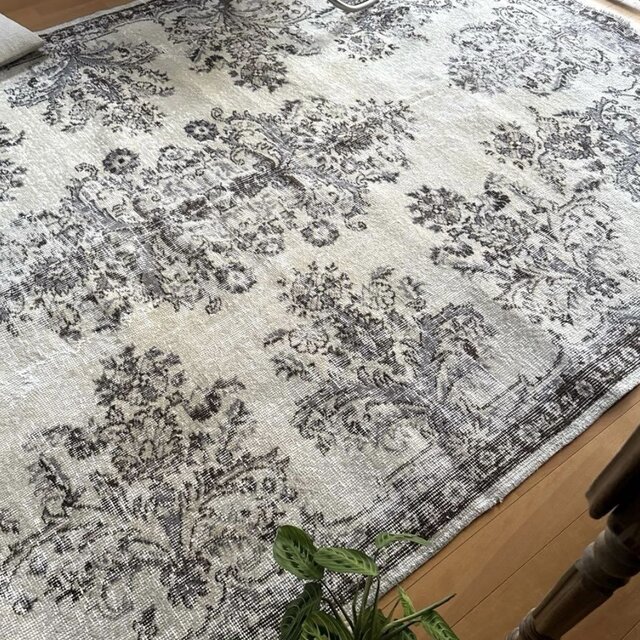 超大判173×272 クリーム×ブルーグレイ×ブラウン トルコヴィンテージ