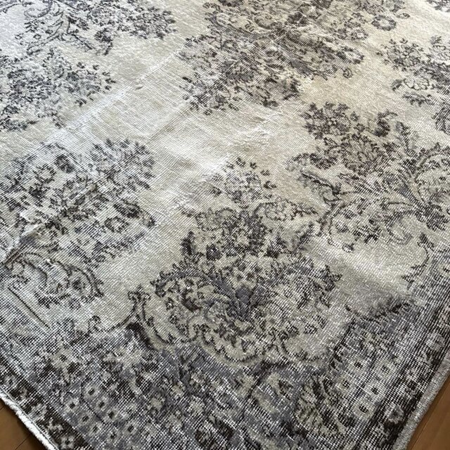 超大判173×272 クリーム×ブルーグレイ×ブラウン トルコヴィンテージ