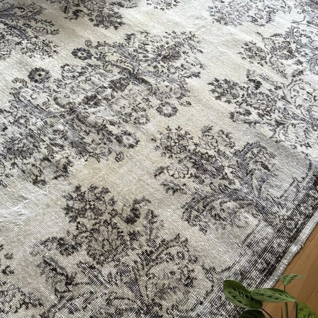 ヴィンテージラグ大判 超大判173×272 クリーム×ブルーグレイ×ブラウン トルコヴィンテージ