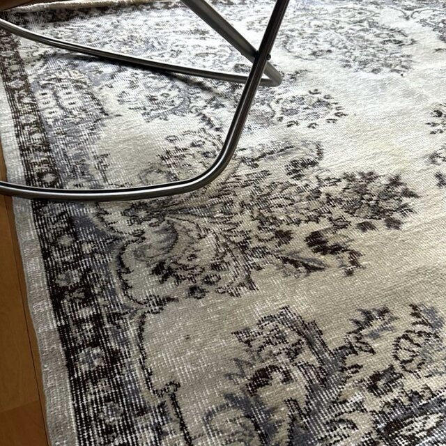 超大判173×272 クリーム×ブルーグレイ×ブラウン トルコヴィンテージ