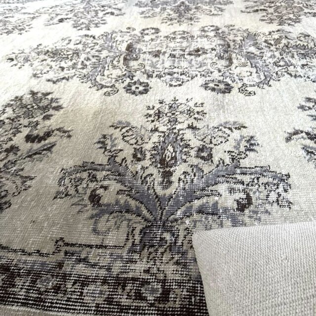 超大判173×272 クリーム×ブルーグレイ×ブラウン トルコヴィンテージ