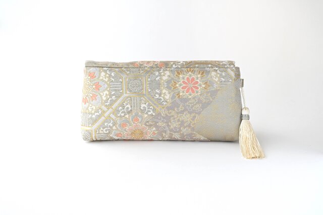 西陣織・服部織物製蜀江文に雲取り・花唐草模様 シルク帯リメイク 2Way