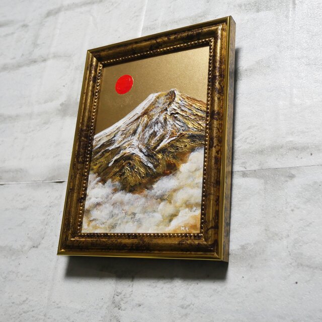 油絵 ミニ絵画【金色の霊峰】 油絵 ミニ絵画【金色の霊峰】 | iichi 日々の暮らしを心地よくする