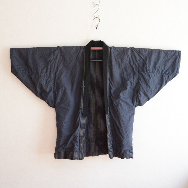 野良着 木綿 縞模様 古布 着物 昭和初期〜中期 ジャパンヴィンテージ