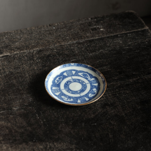 C090 独楽糸目 小皿 四十枚 美品 時代物 細かな柄が素敵◇中国美術なデザイン。時代印判小皿 唐子 蜻蛉 漢字