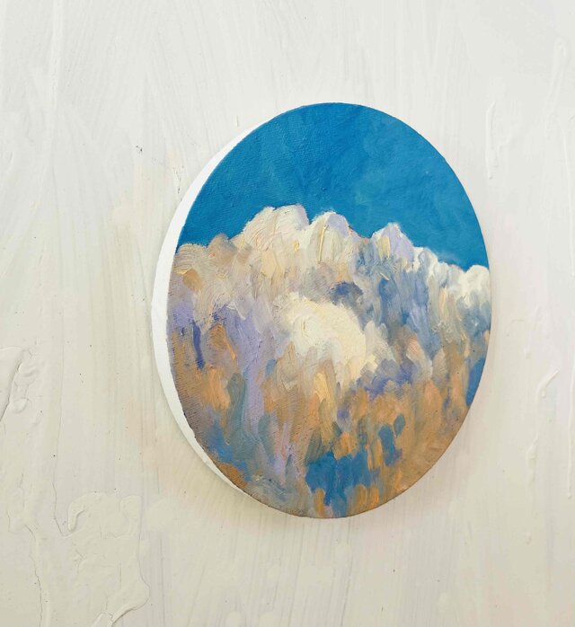 直径20㎝「空 その2」油彩・絵画・原画・丸形・アートパネル | iichi