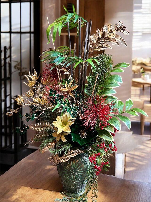 光触媒　人工観葉植物　ウォールグリーン　フェイクグリーン　正月アレンジ10080 光触媒 人工観葉植物 ウォールグリーン フェイクグリーン 正月アレンジ