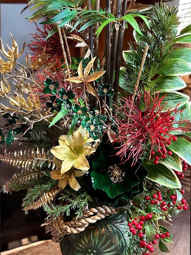 光触媒　人工観葉植物　ウォールグリーン　フェイクグリーン　正月アレンジ10080 光触媒 人工観葉植物 ウォールグリーン フェイクグリーン 正月アレンジ