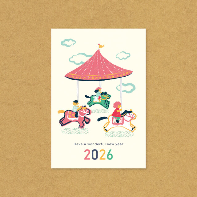 2026 年賀状 *merry-go-round*（5枚セット） | iichi 日々の暮らしを