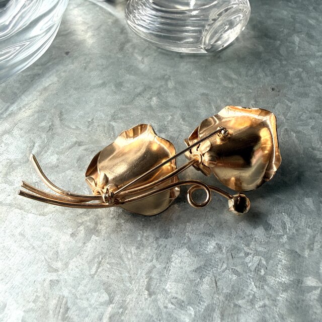 SC145-ヴィンテージブローチ U.S.A. pearl fine gold finish double