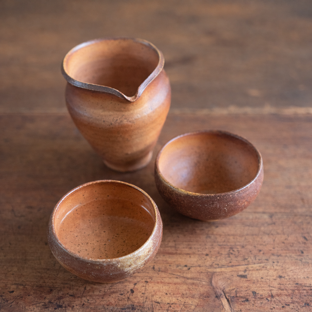 ぐい呑 茶色 作家物陶器 箱付き 【公式通販】