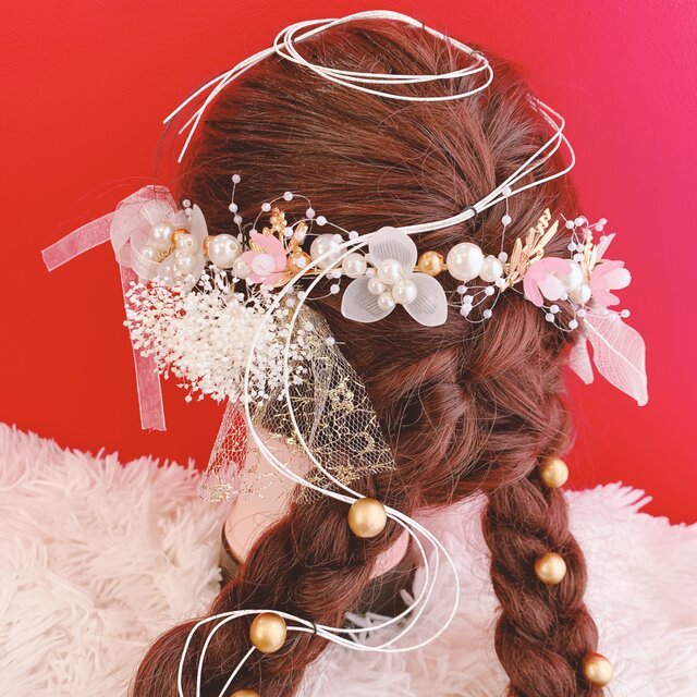 カチューシャ☆ツインテール☆王冠☆パール☆成人式髪飾り☆和装☆成人