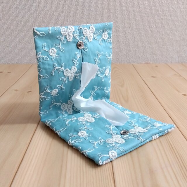 携帯ティッシュケース 花薔薇柄刺繍 BOXティッシュから詰替え