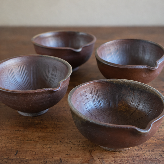焼締口施釉　花器 薪窯で焼いた 焼締のハンディすり鉢｜片口擂鉢 | iichi 日々の暮らしを