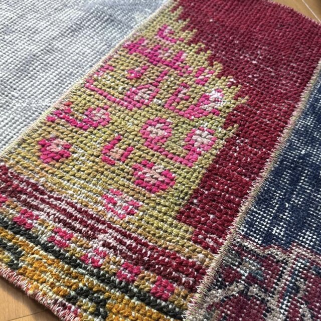 46.5×91 5分割されたパッチワークラグ トルコヴィンテージラグ | iichi