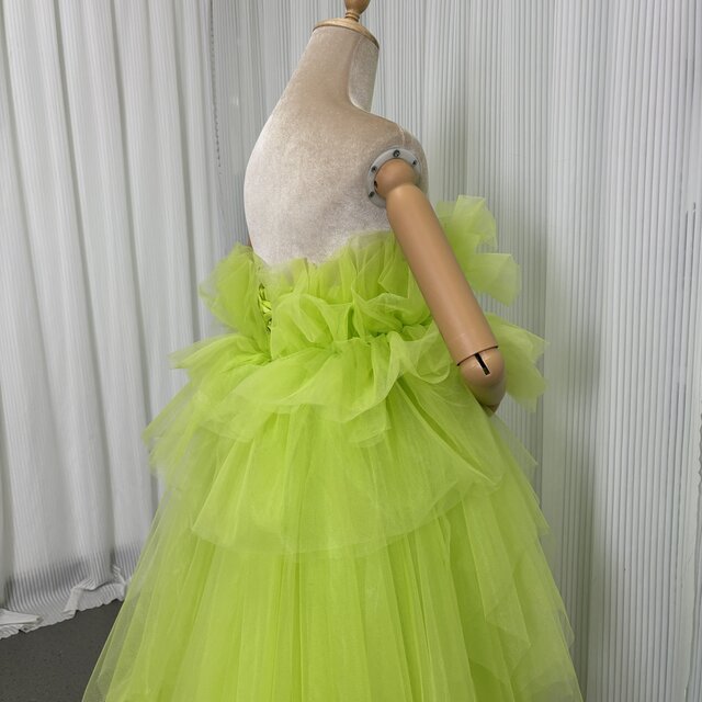 ミントグリーン チュールフリルドレス SACHIKO TSUTSUI ミントグリーンの絶妙なニュアンスカラーが素敵な