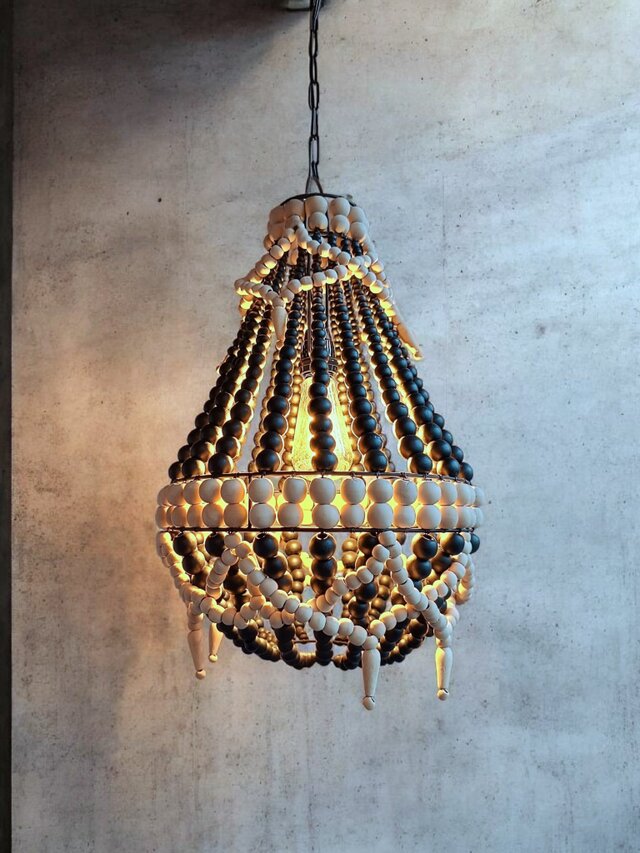 ナチュラルウッド ペンダントライト　ハンドメイド 木製 ペンダントライト ブラック×ナチュラル | iichi 日々の暮らしを