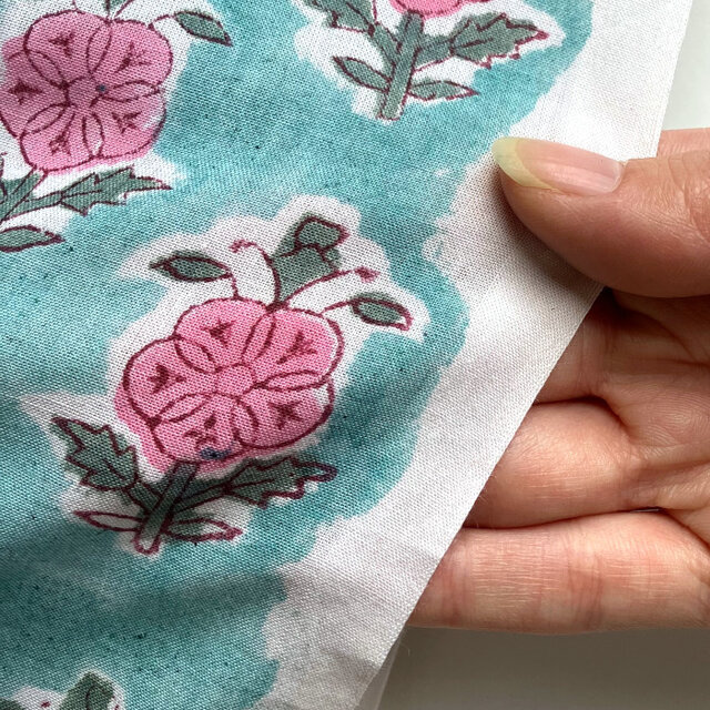 インド ブロックプリント生地 [60cm単位切売]サンガネリ ピンク