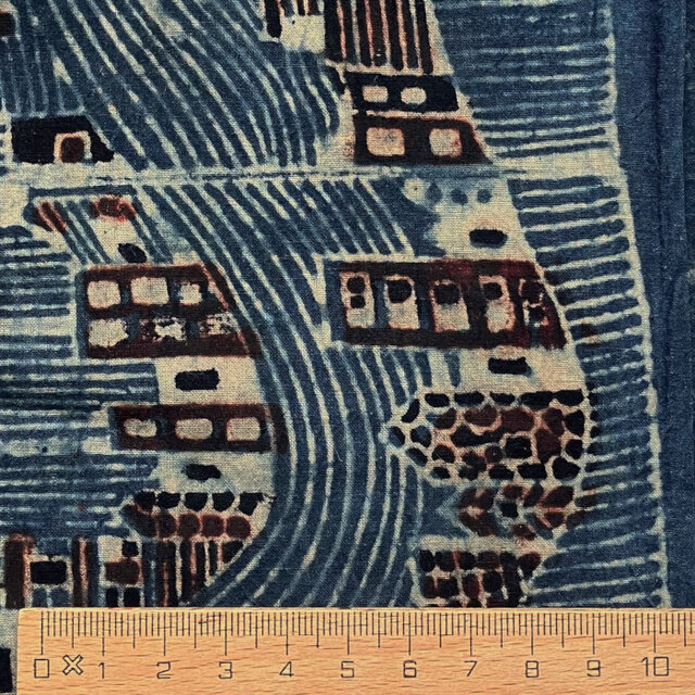 インド ブロックプリント生地 [50cm単位切売] アジュラック 街並み