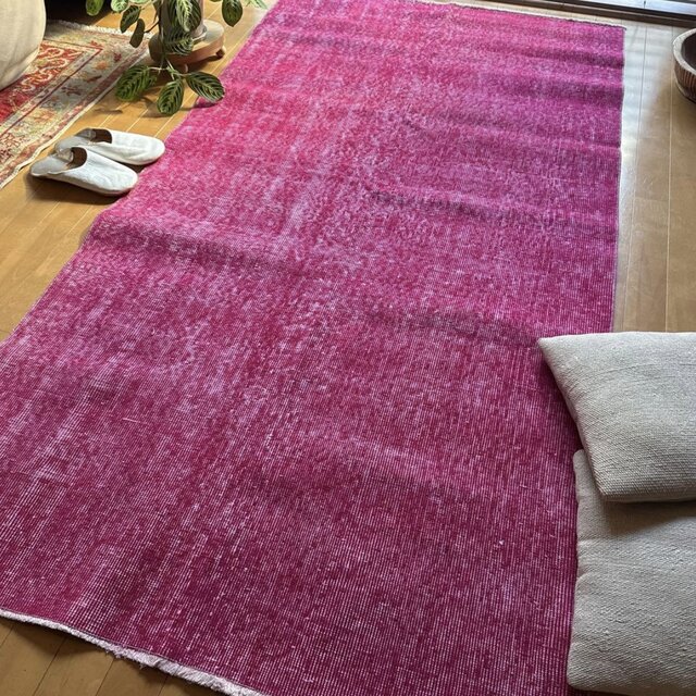 レア106×205ビビッドピンクオーバーダイ ワンカラー トルコ