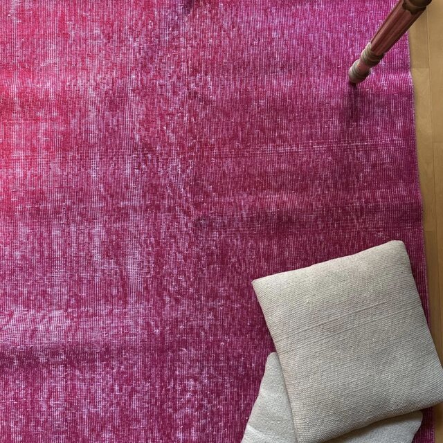 レア106×205ビビッドピンクオーバーダイ ワンカラー トルコ