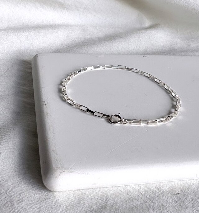silver925 Clear box chain ブレスレット サイズオーダー | iichi 日々