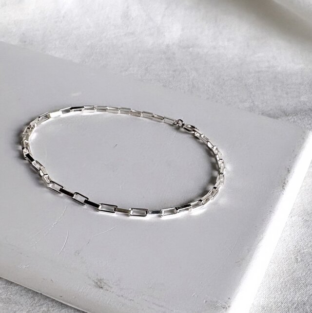 silver925 Clear box chain ブレスレット サイズオーダー | iichi 日々