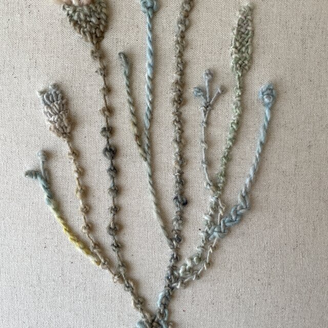 一点もの】刺繍ファブリックパネル『Flower,e.』 【一点もの】『手紡ぎ