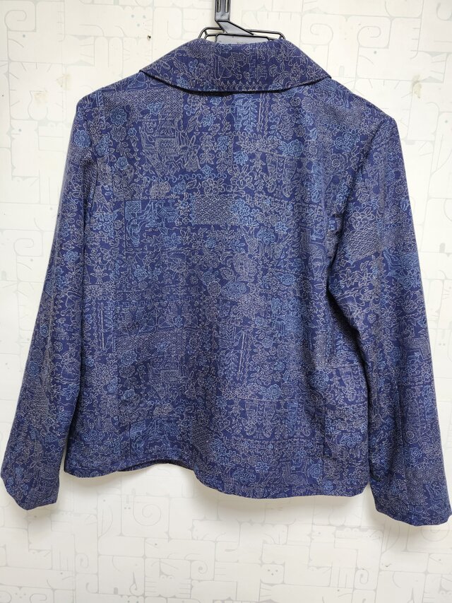 和布　リメイクジャケット 新作☆幟旗ジャケット＆刺し子ステッチ 綿100％【古布和布の創作服 彩
