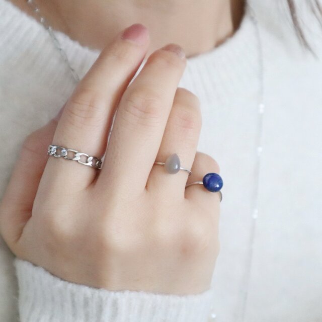 指輪 グレー オニキス Oval Ring SV925 オーバルリング シルバー
