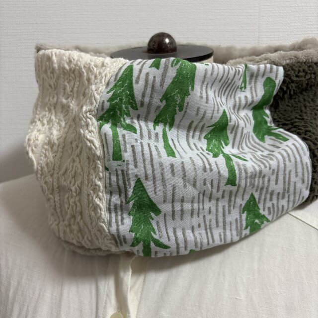 ハンドメイド☆ネックウォーマーミナペルホネンニットパッチワークファ