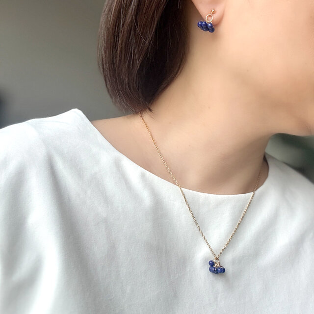 瑠璃色を纏う ラピスラズリ ピアス＆ネックレスセット｜天然石