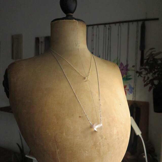 アンティーク 緒 古代水晶 雫 ＋ メタルビーズ ＆ ヴェネチアン