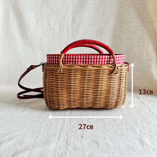 受注製作】ラタン（籐）の手編みカゴポシェット/ちょっとそこまで かご