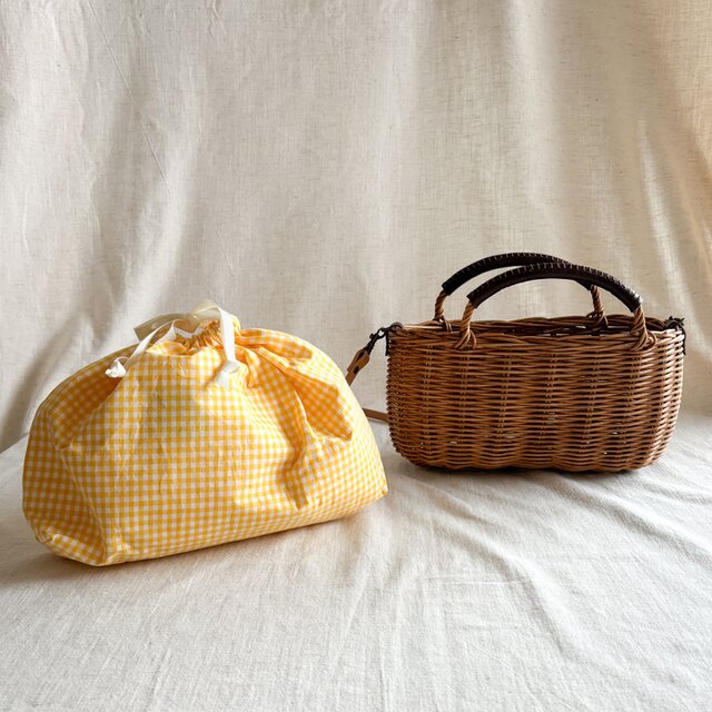 受注製作】ラタン（籐）の手編みカゴポシェット/ちょっとそこまで かご