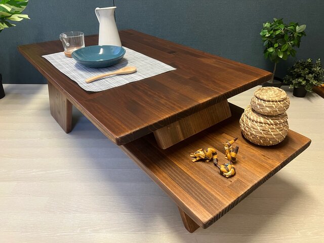 送料無料】 ローテーブル 長方形 アングル脚 110cm 60cm 35cm 収納付き