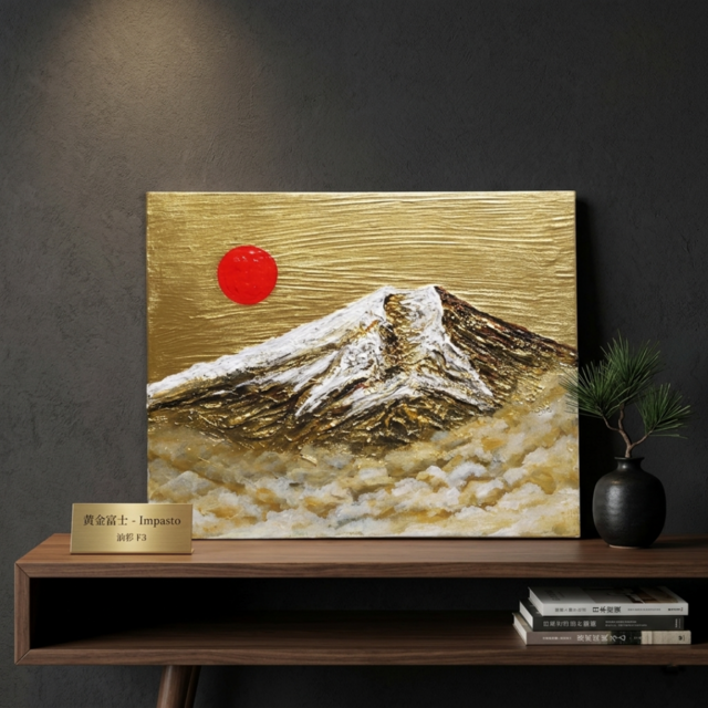 黄金富士】金運・運気上昇を願う 贅沢な純金色彩の油彩画｜開運 富士山