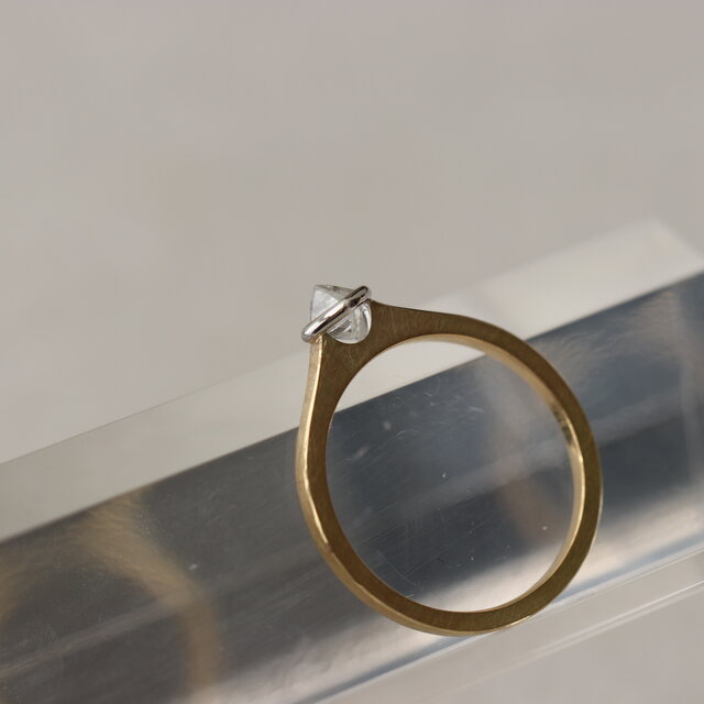 アンカットダイヤモンド（ダイヤ原石）リング 【K18YG／Pt900