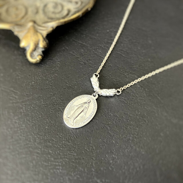 フランス奇跡のメダイ] Laurier 月桂樹のネックレス silver*シルバー