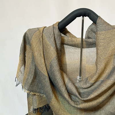 市松模様柿渋染めロングストール K25112 | iichi 日々の暮らしを