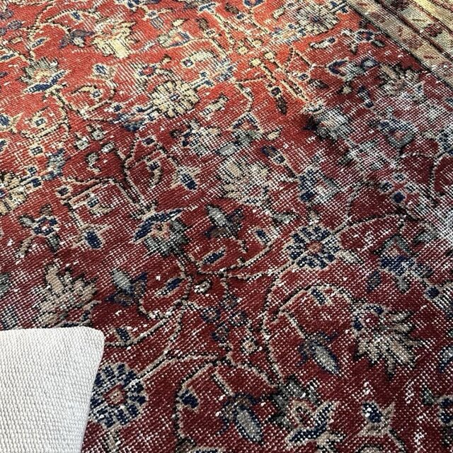 113.5×174 格子模様　擦れシャビー　トルコヴィンテージラグ 113.5×174 格子模様 擦れシャビー トルコヴィンテージラグ | iichi