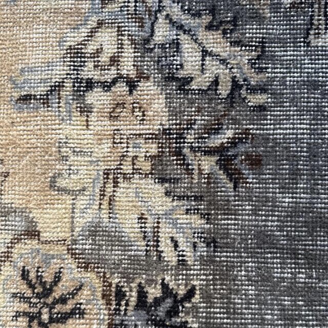 92×180-184グレイカーキ ボタニカル柄 トルコヴィンテージラグ | iichi