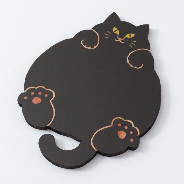 猫雑貨・ねこまみれ｜木製コースター/プレート【 腹見せ のあにゃん